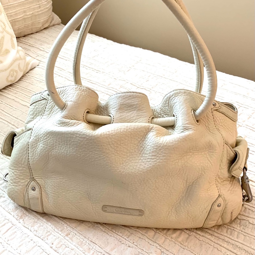 Cole Haan Cream Pebbled Leather Purse
